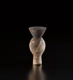 Hans Coper, Flared vase, circa 1958, Stoneware, layered white porcelain slips and engobes over a textured body, the interior with manganese glaze