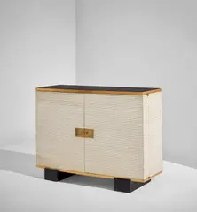 Jacques Adnet, Bar cabinet, 1940s, Painted wood, brass, mirrored glass