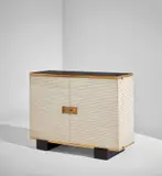 Jacques Adnet, Bar cabinet, 1940s, Painted wood, brass, mirrored glass