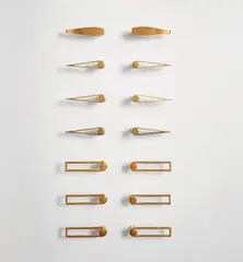 Group of door handles by Jean Royere, circa 1945, Gilt bronze, bamboo, sold Dec 2020