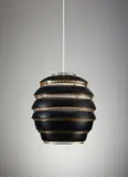 Early and large "Mehiläispesä" (Beehive) ceiling light, model no. A 332, designed for the University of Jyväskylä by Alvar Aalto, Designed 1953, Painted aluminium, perforated brass, painted brass, sold Sep 2019