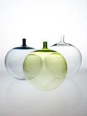 Ingeborg Lundin, Set of three "Äpplet" (Apple) vases, from the "Expo Collection", Designed 1955, produced 1960-1980, Clear glass, coloured glass