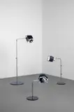 Yrjö Kukkapuro, Set of three adjustable "Malli' floor and table lamps, model nos. 100 B, 100 C, 100 G, 1964-1974, Chromium-plated metal, painted metal, painted aluminium