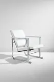 Yrjö Kukkapuro, "Phase - 2" armchair, model no. 403, from the "Experiment" series, 1982-1983, Chromium-plated metal, painted plywood, leather