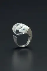 "Mikronit" (Microns) ring by Björn Weckström, Designed 1970, produced 1974, Mould-cast silver and acrylic, offered Sep 2019