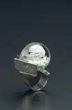 Björn Weckström, "Kivettynyt järvi" (Petrified Lake) ring, 1971, Mould-cast silver and acrylic