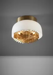 Ceiling light by Finnish, 1960-1980, Opaque glass, brass, sold Sep 2019