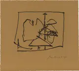Robert Motherwell, Untitled (state I), 1977-84, Etching and aquatint, on ochre Richard de Bas handmade paper, with full margins