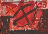 Antoni Tàpies, Cercle rouge (Red Circle), 1976, Etching and aquatint in colors with carborundum, on Arches paper, the full sheet