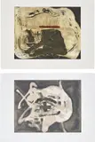 Antoni Tàpies, Pied et trait rouge (Foot and Red Line); and Relief Sable, 1982, Two etching and aquatints in colours, one with carborundum, on Arches paper, with full margins