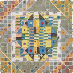 Alan Shields, Worm with a Spur, from Soft and Fluffy Gears, 1987, Punched, glued, sewn and assembled Handmade paper in colors, the full sheet