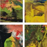 Flow (P4); Flow (P5); Flow (P6); and Flow (P7) by Gerhard Richter, 2013/2014, Four chromogenic prints, each flush-mounted to aluminum with metal strainer on the reverse (as issued), sold Apr 2019