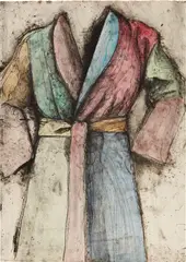 Multi-Colored Robe by Jim Dine, 1977, Offset lithograph, etching, drypoint and electric tools with hand-coloring, on Arches Cover paper, the full sheet, sold Apr 2019