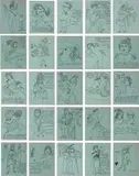 Andy Warhol, Love is a Pink Cake, 1953, The complete set of 25 offset lithographs, on pale blue paper, the full sheets, unbound (as issued), in collaboration with Ralph Thomas Ward (Corkie) who wrote the poems. Plate IV.30 hand-inscribed in the imagery "hi Tom" and plate IV.32 with a few dashed 'doodles'