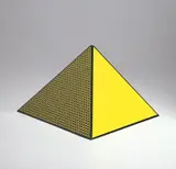 Roy Lichtenstein, Pyramid, 1968, Screenprint in yellow and black, on lightweight board folded into a three-dimensional pyramid