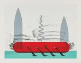 Claes Oldenburg, Knife Ship Superimposed on the Solomon R. Guggenheim Museum