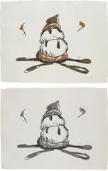 Profiterole; and Profiterole-Gray State by Claes Oldenburg, 1990, Two lithographs in colors, HMP Koller handmade paper, with full margins, sold Apr 2019