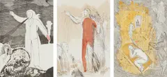 Mimmo Paladino, Flores Seraphici, 1992-93, The complete set of 15 etchings in colors with drypoint and photóengraving, 14 with hand-coloring, on Magnani wove paper, with full margins, all contained in the original paper and cloth-covered portfolio
