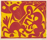 Pique (rouge et jaune) (Spear, Red and Yellow) by Pablo Picasso, 1959, Linocut in colors, on Arches paper, with full margins, sold Oct 2019