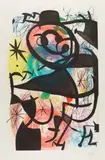 Joan Miró, Le Pitre rose (The Pink Clown), 1974, Etching with aquatint in colors, on wove paper watermark Maeght, with full margins