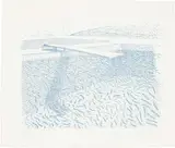 David Hockney, Lithographic Water made of lines, 1980, Lithograph in cyan blue, on TGL handmade paper, with full margins