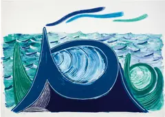 The Wave, A Lithograph by David Hockney, 1990, Lithograph in colors, on Arches 88 paper, the full sheet, sold Oct 2019