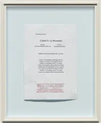 Robert Gober, Untitled (Climb Ev'ry Mountain), 2011, Potato print in red and black, on Borden and Riley Bond paper, with full margins, in the frame specified by the artist