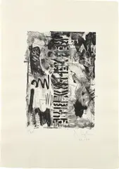 Red, Yellow, Blue by Jasper Johns, 1963, Lithograph in black and gray, on Angoumois laid paper, with full margins, sold Oct 2019