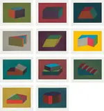 Sol LeWitt, Forms Derived from a Cubic Rectangle: eleven plates, 1990, Set of 11 aquatints in colors, on magnani paper, with full margins, lacking plate 4