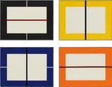Untitled by Donald Judd, 1993, The complete set of four woodcuts printed in black, orange, yellow and ultramarine blue, on Japanese paper, the full she, sold Oct 2019