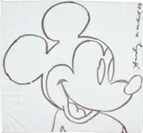 Andy Warhol, Mickey Mouse, circa 1983, Ink drawing on a handkercheif