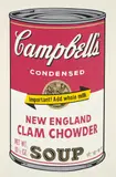 New England Clam Chowder, from Campbell's Soup II by Andy Warhol, 1969, Screenprint in colors, on wove paper, with full margins, sold Oct 2019