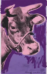 Cow by Andy Warhol, 1979, Screenprint in colors with hand-painting, on wallpaper, the full sheet, sold Oct 2019