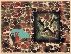 Untitled by David Wojnarowicz, 1982, Spray paint stencil in colors with unique collage, on wove paper, with full margins, sold Oct 2019