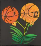 Double Basketball Orchid (State II) by Jonas Wood, 2017, Lithograph in colors, on Rives BFK paper, the full sheet, sold Oct 2019