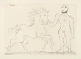 Pablo Picasso, Nu debout et cheval (Standing Nude and Horse), 1938/1942, Drypoint, on Montval laid paper watermark Vollard, with full margins