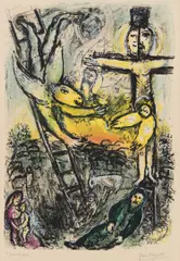 Vision de Jacob (Jacob's Vision) by Marc Chagall, 1971, Lithograph in colors, on Arches paper, with full margins, sold Oct 2019