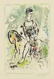 Pierrot lunaire (Moon Pierrot) by Marc Chagall, 1969, Lithograph in colors, on Arches paper, with full margins, the sheet laid to mat board, sold Oct 2019