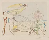 La Rose (The Rose) by Salvador Dalí, 1976-77, Etching with drypoint and stencil in colors, on Japon nacré paper, with full margins, sold Oct 2019