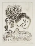 Double visage gris (Double Gray Portrait) by Marc Chagall, 1975, Lithograph, on Japon nacré paper, with full margins, sold Oct 2019