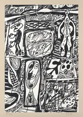 Scénario Bref (Brief Scenario) by Jean Dubuffet, 1979, Screenprint, on Arches crème paper, with full margins, sold Oct 2019