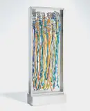 Arman, Harpe de couleurs (Harp of Colors), 1975, Screenprint in colors on three sheets of Plexiglas, all framed together with standing base