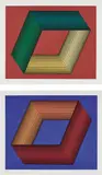 Richard Anuszkiewicz, Study Inner Yellow on Red (Print Collage 1); and Study Inner Orange on Blue (Print Collage 1)