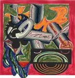Then Came a Dog and Bit the Cat, from Illustrations After El Lissitzsky's Had Gadya by Frank Stella, 1984, Lithograph, linocut and screenprint in colors with hand-coloring and collage, on T.H. Saunders and Somerset paper, the f, sold Oct 2019