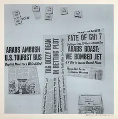 Features 73, from Currents by Robert Rauschenberg, 1970, Screenprint in colors, on Aqua B 844 paper, with full margins, sold Oct 2019