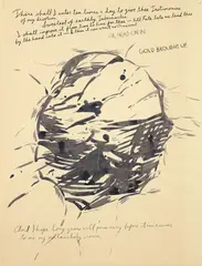 Untitled by Raymond Pettibon, 1991, Ink and watercolor drawing on Cranes Distaff Linen paper, offered Oct 2019
