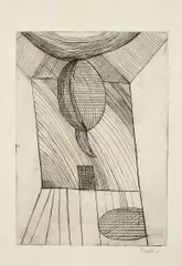 Louise Bourgeois, He Disappeared into Complete Silence: Untitled (Ceiling Floating), alternative plate, 1946-47, Unique engraving and drypoint, on smooth wove paper, with full margins
