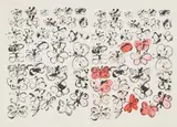 Andy Warhol, Happy Butterfly Day, 1955, Offset lithograph with hand-coloring, on laid paper, with full margins (folded as issued)
