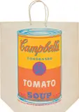 Campbell's Soup Can (Tomato) by Andy Warhol, 1966, Screenprint in colors, on a wove paper shopping bag, folded (as issued), sold Oct 2019