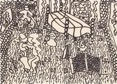 Woman Taken in Adultery by William Copley, 1964, Black marker drawing on wove paper, sold Oct 2019
